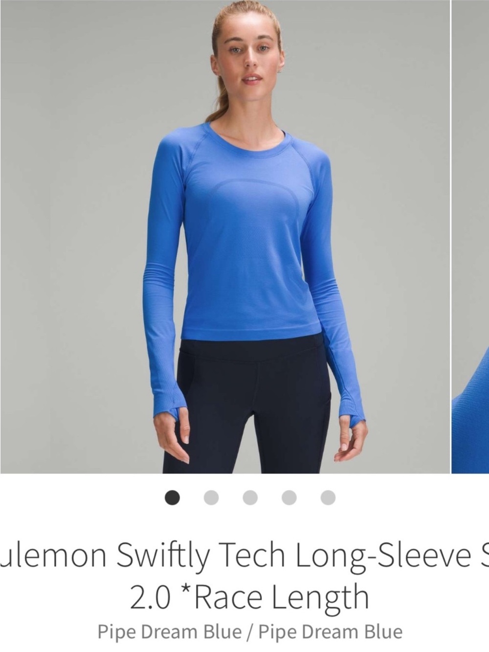 Lululemon Swiftly Tech Long Sleeve 2.0 *Race Length Pipe Dream Blue Sz 6 Rare
